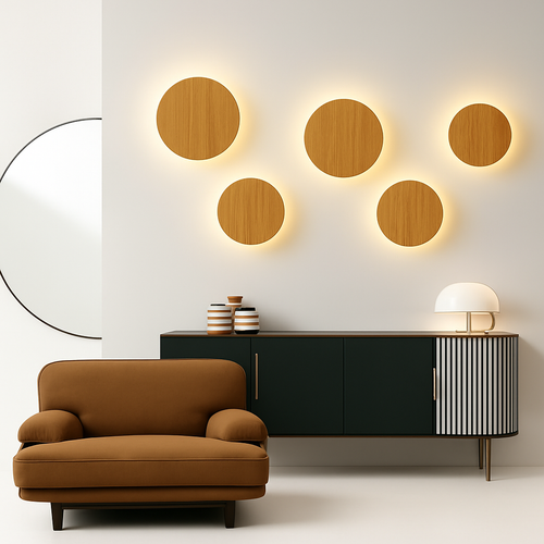 Applique murale scandinave LED de forme ovale en bois - vue 3 sur 11