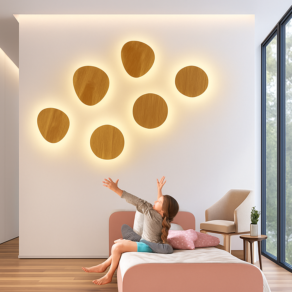 Applique murale scandinave LED de forme ovale en bois - vue 5 sur 11