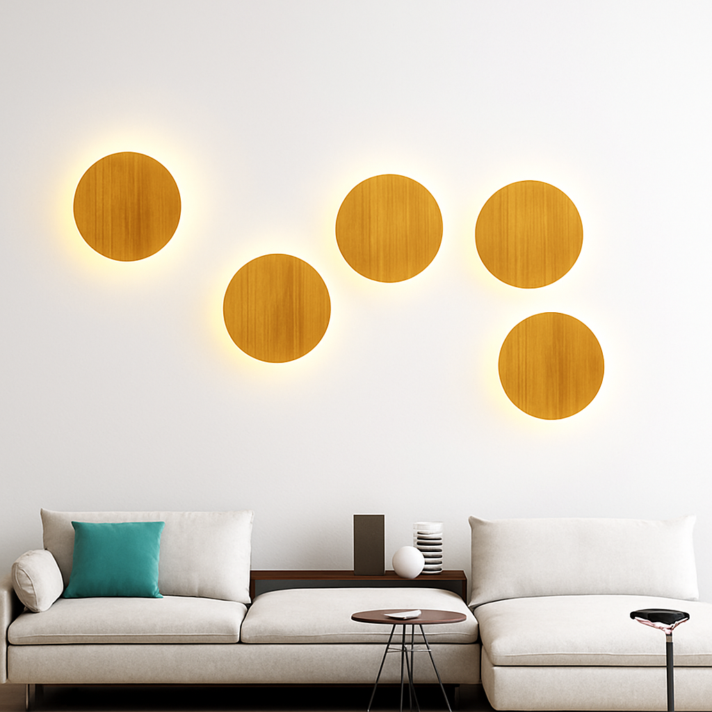 Applique murale scandinave LED de forme ovale en bois - vue 6 sur 11