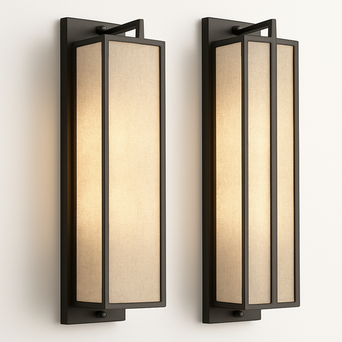 applique murale simple style chinois avec couverture en lin - vue 3 sur 7