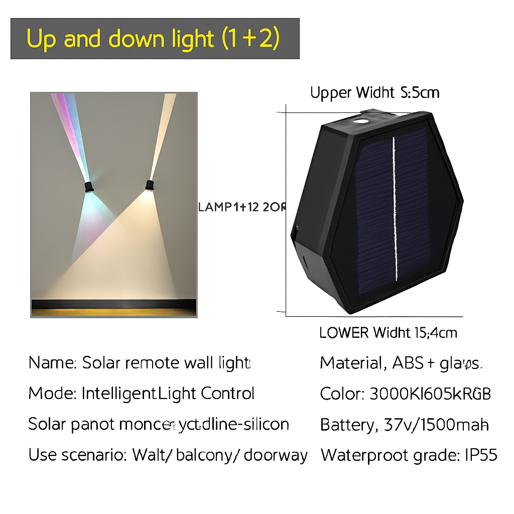 applique murale solaire led extérieure étanche pour jardin - vue 13 sur 13