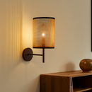 applique murale style wabi sabi japonais vintage en rotin fait main
