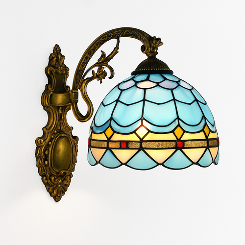 applique murale tiffany en verre décoratif pour intérieur - vue 2 sur 13
