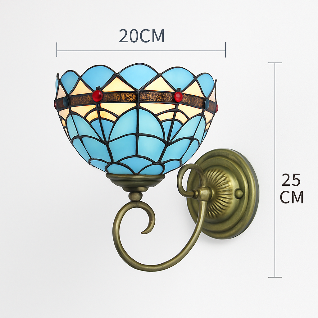 applique murale tiffany en verre décoratif pour intérieur - vue 2 sur 13