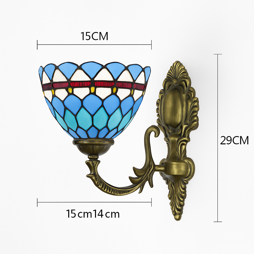 applique murale tiffany en verre décoratif pour intérieur - vue 12 sur 13