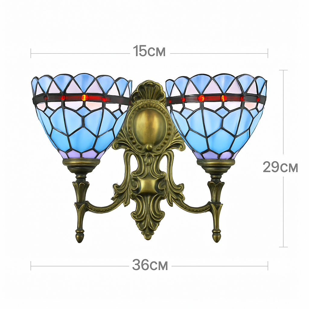 applique murale tiffany en verre décoratif pour intérieur - vue 6 sur 13