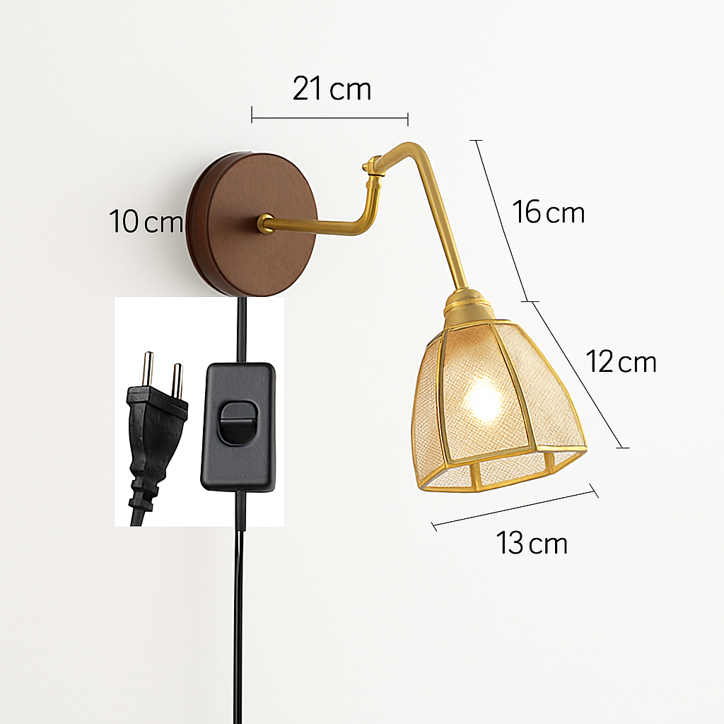 applique murale vintage avec chaîne et base en bois - vue 12 sur 23