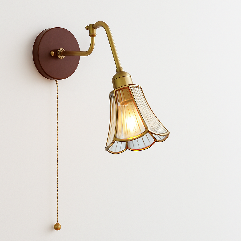 applique murale vintage avec chaîne et base en bois - vue 5 sur 23