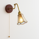 applique murale vintage avec chaîne et base en bois