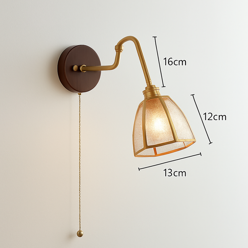 applique murale vintage avec chaîne et base en bois - vue 11 sur 23