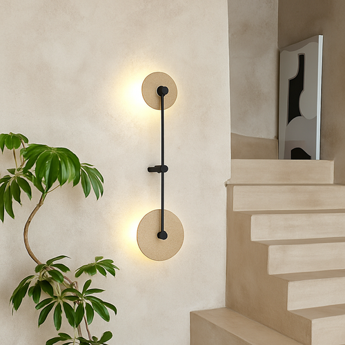 applique murale vintage en pierre naturelle ronde avec led intégrée - vue 4 sur 6