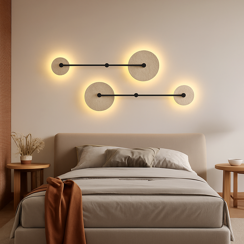 applique murale vintage en pierre naturelle ronde avec led intégrée - vue 5 sur 6