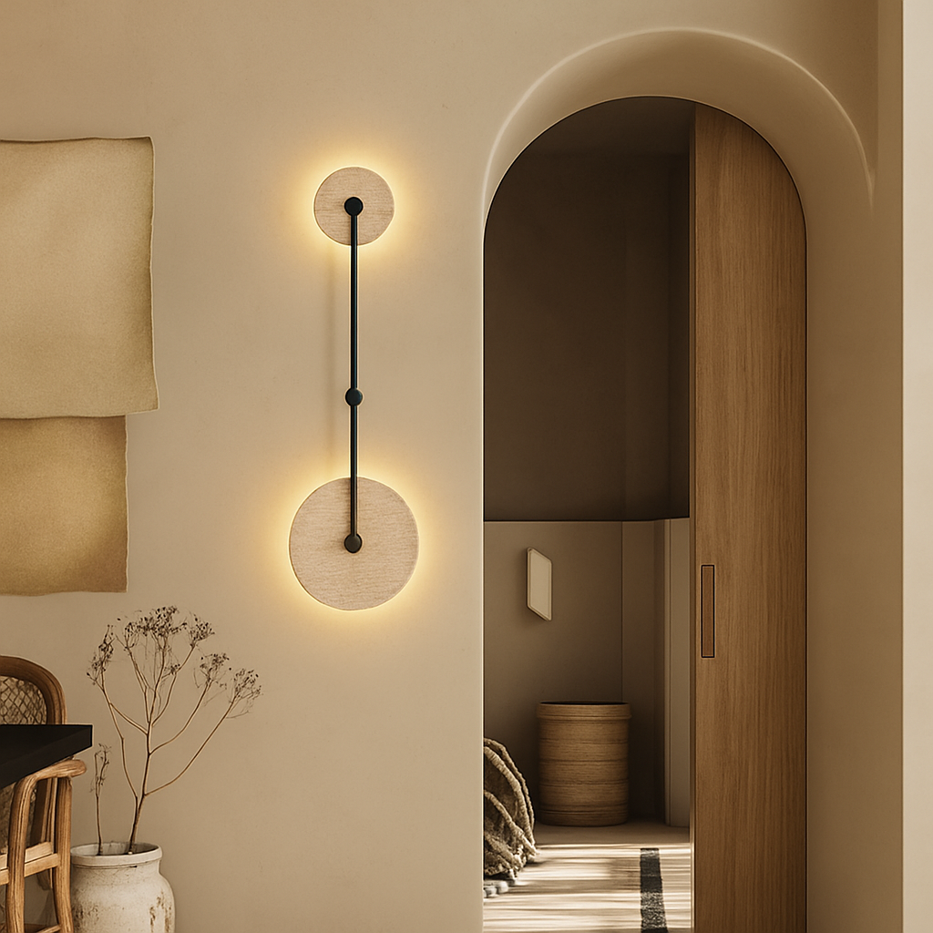 applique murale vintage en pierre naturelle ronde avec led intégrée - vue 5 sur 6