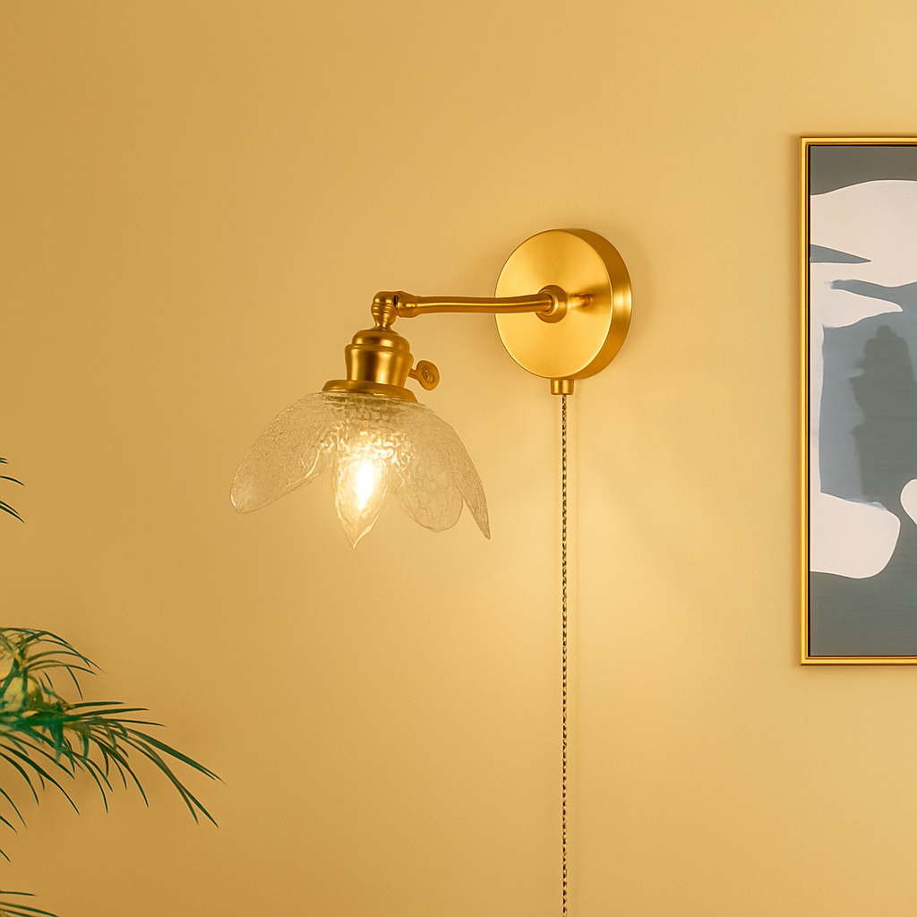 applique murale vintage en verre avec interrupteur à tirette - vue 5 sur 12