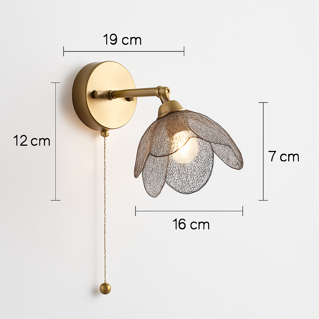 applique murale vintage en verre avec interrupteur à tirette - vue 10 sur 12