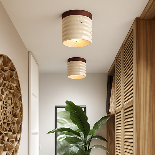 applique plafonnier led rétro avec pierre naturelle - vue 3 sur 6