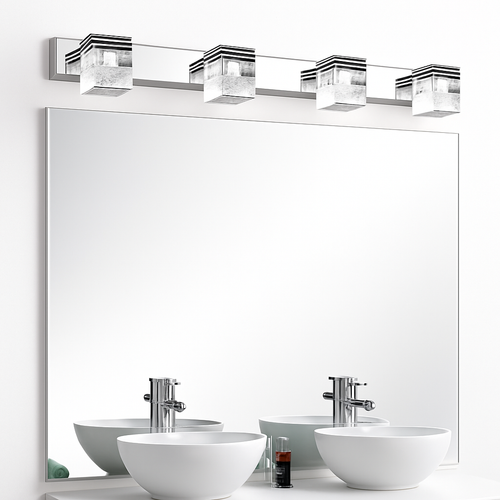 Applique à tableau et miroir LED chromée et cristal - vue 3 sur 7