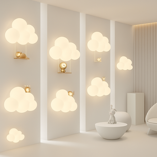 appliques murales led minimalistes singe lapin nuage pour enfants - vue 2 sur 13
