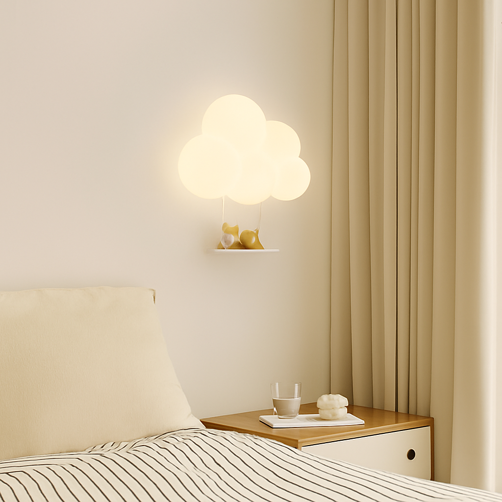 appliques murales led minimalistes singe lapin nuage pour enfants - vue 3 sur 13