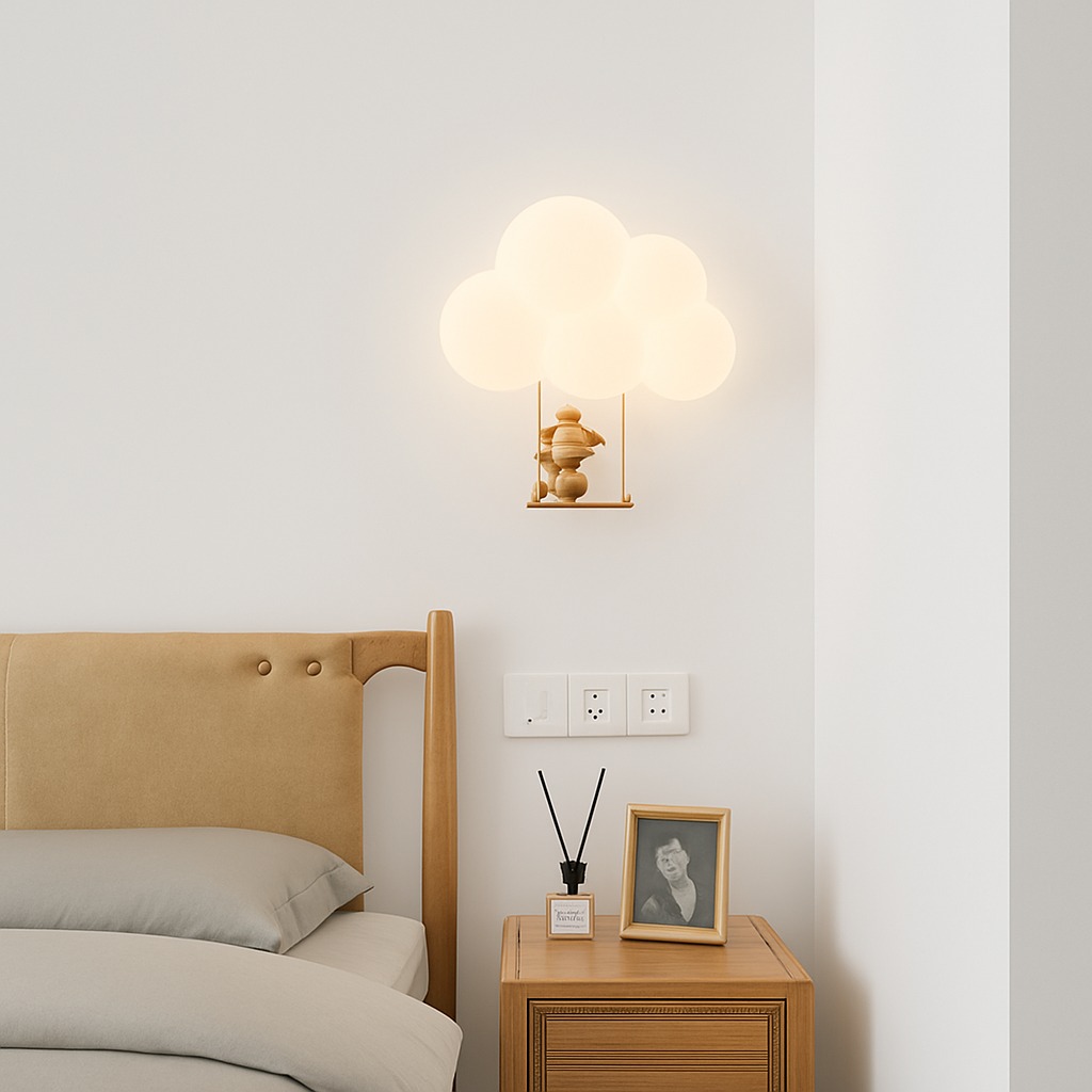 appliques murales led minimalistes singe lapin nuage pour enfants - vue 4 sur 13