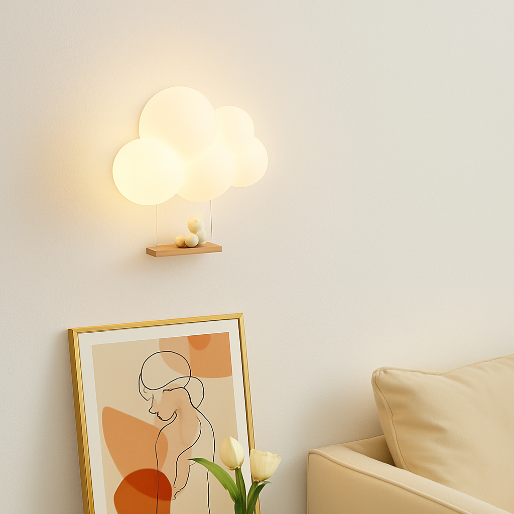 appliques murales led minimalistes singe lapin nuage pour enfants - vue 5 sur 13