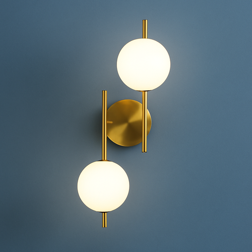 appliques murales modernes led avec boule ronde en verre laiteux - vue 3 sur 8