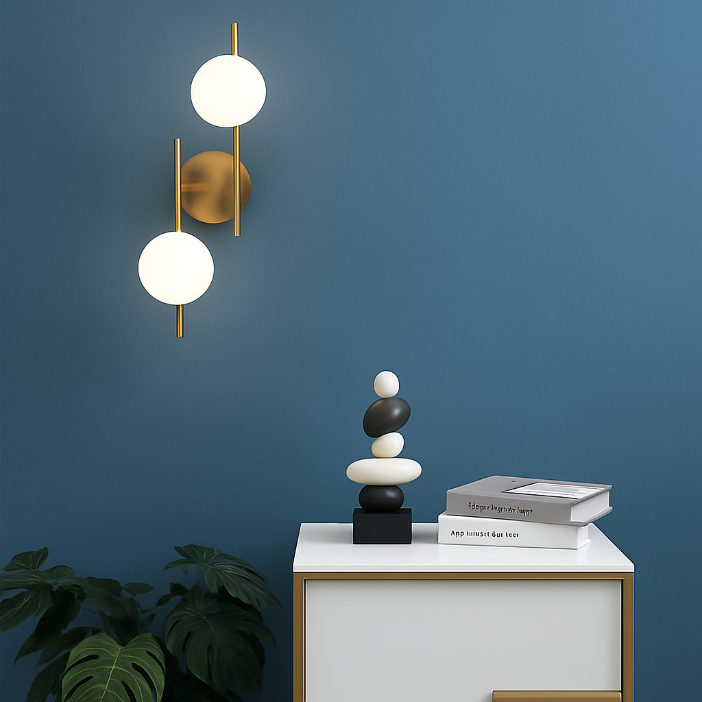 appliques murales modernes led avec boule ronde en verre laiteux - vue 3 sur 8