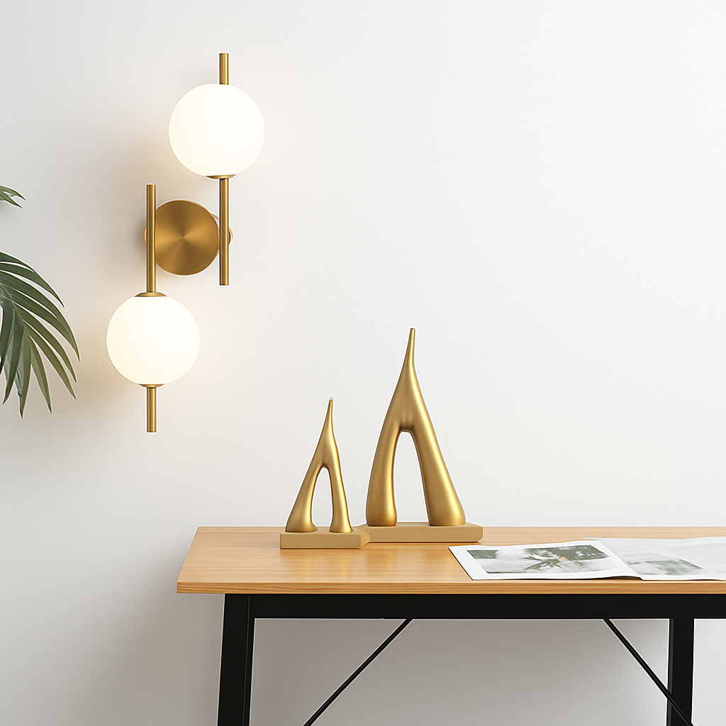 appliques murales modernes led avec boule ronde en verre laiteux - vue 4 sur 8