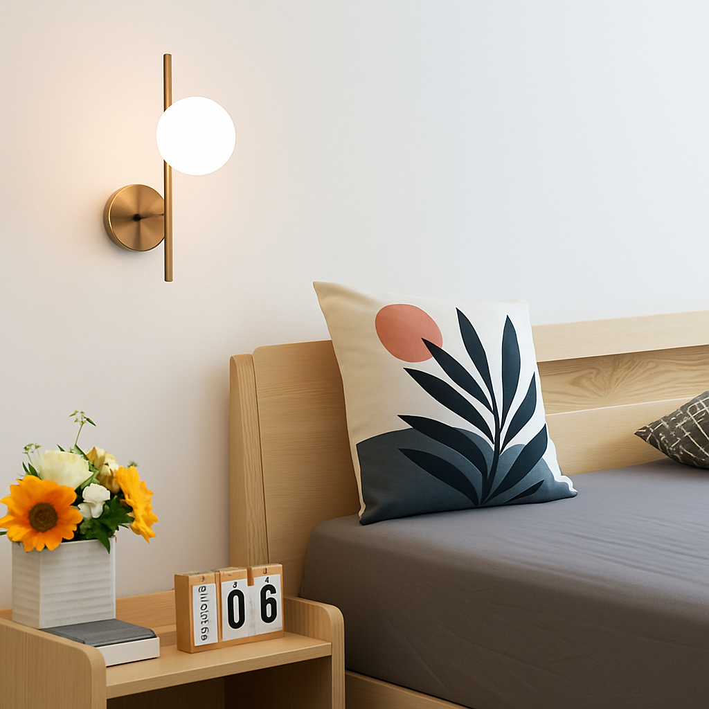 appliques murales modernes led avec boule ronde en verre laiteux - vue 5 sur 8