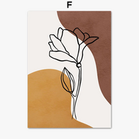art mural abstrait boho avec fleurs lune et soleil