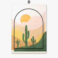 art mural abstrait cactus feuilles fleurs géométriques décor boho