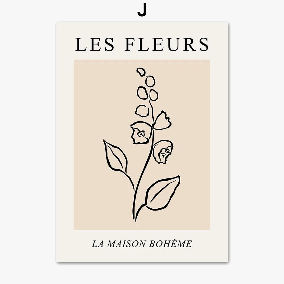 art mural boho abstrait feuilles lune pour décoration intérieure