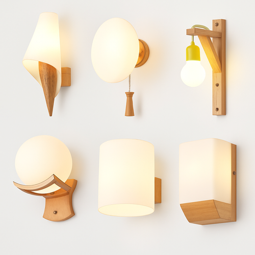 artpad applique murale scandinave bois abat-jour verre décoration intérieure led - vue 2 sur 20