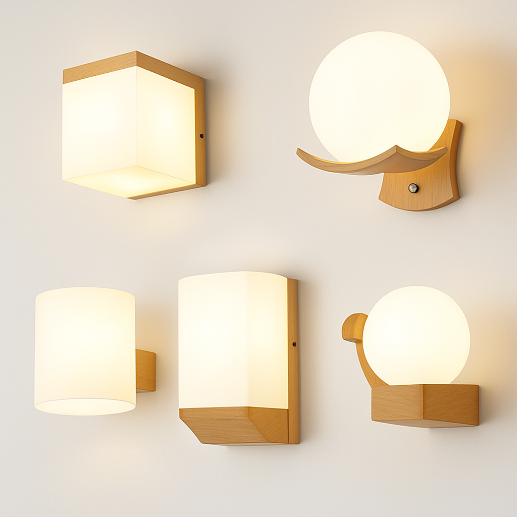 artpad applique murale scandinave bois abat-jour verre décoration intérieure led - vue 3 sur 20