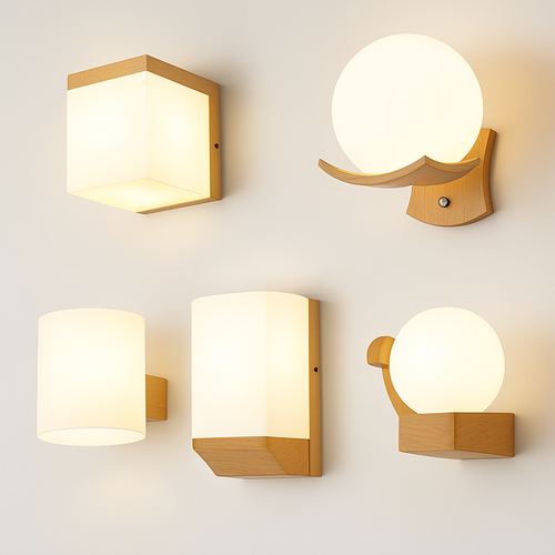 artpad applique murale scandinave bois abat-jour verre décoration intérieure led - vue 4 sur 20