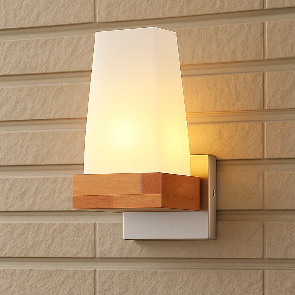 artpad applique murale scandinave bois abat-jour verre décoration intérieure led - vue 4 sur 20