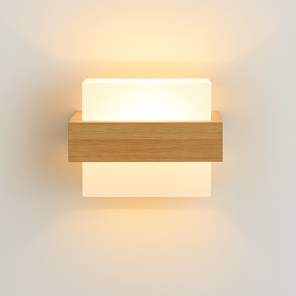 artpad applique murale scandinave bois abat-jour verre décoration intérieure led - vue 5 sur 20