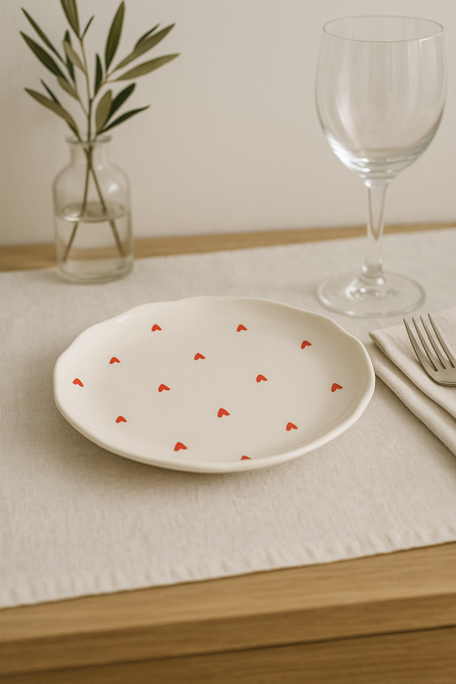 Assiette a gateau ceramique style coreen motif floral - vue 2 sur 2
