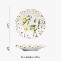 Assiette céramique motif citron style europeen cuisine