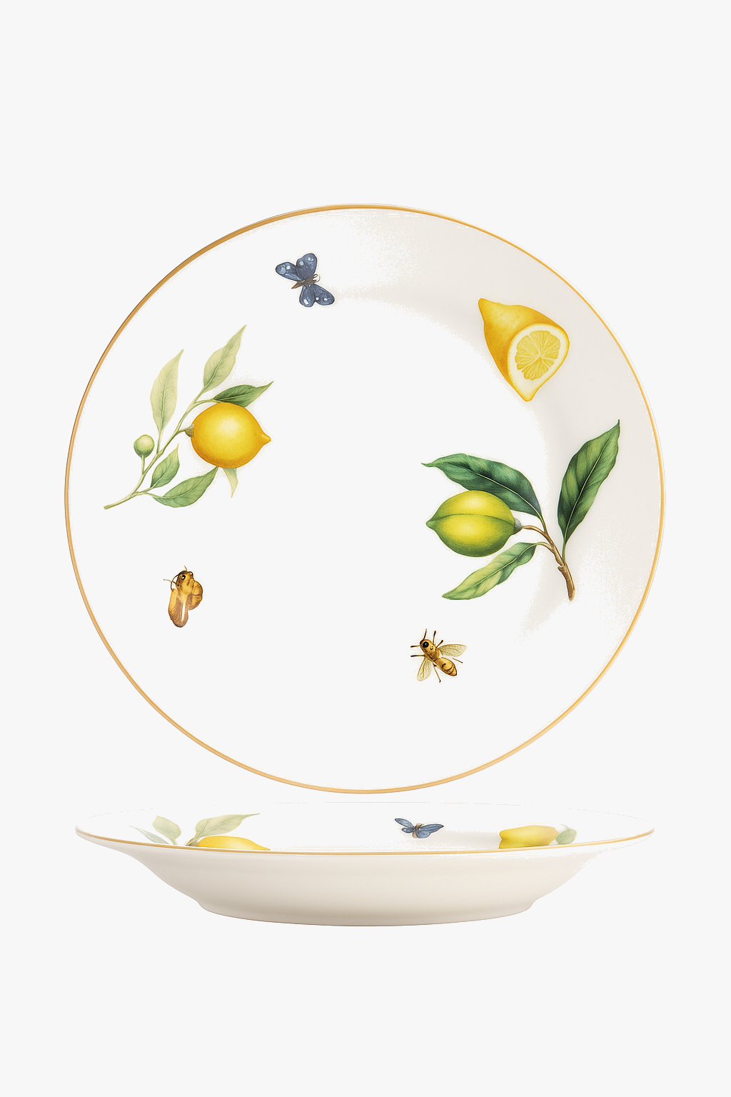 Assiette ceramique motif citron style europeen cuisine