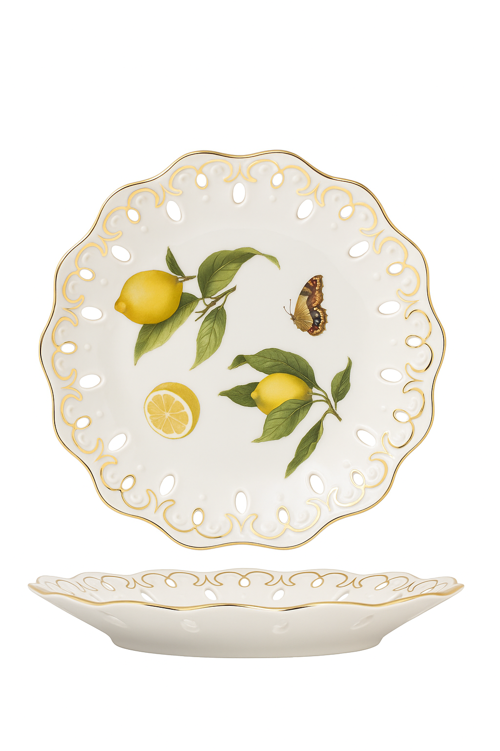 Assiette céramique motif citron style europeen cuisine - vue 2 sur 2