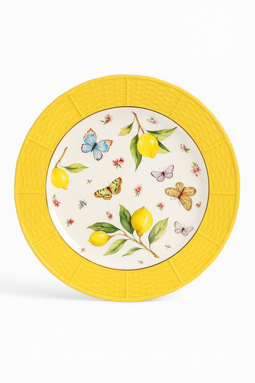 Assiette ceramique motif citron style europeen pour table - vue 2 sur 2