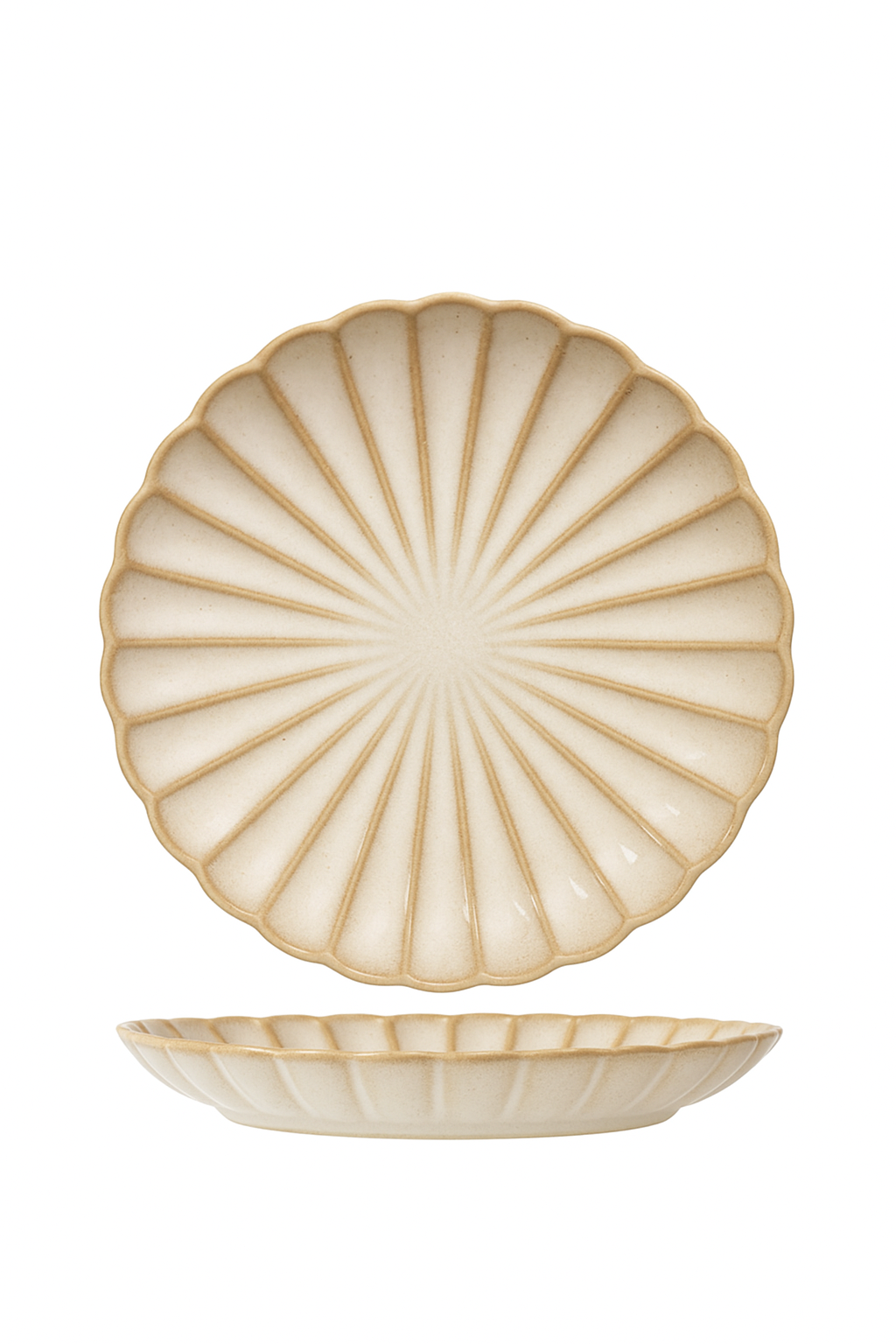 Assiette ceramique ronde style retro pour legumes - vue 2 sur 2