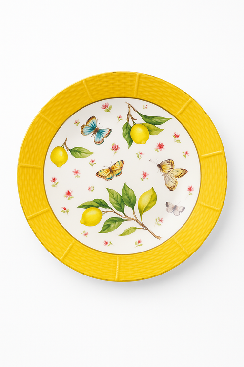 Assiette céramique style européen motif citron élégante table - vue 2 sur 2