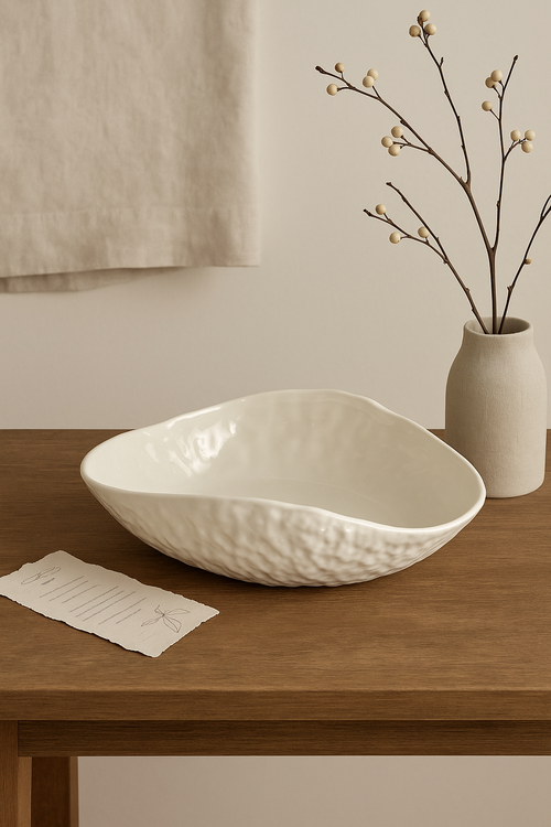 Assiette céramique texturée forme ondulée irrégulière design - vue 2 sur 2
