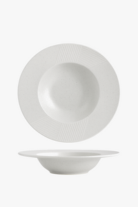 Assiette creuse ceramique style chapeau paille japonais rayures