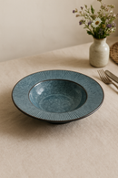 Assiette creuse céramique style chapeau paille japonais rayures