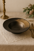 Assiette creuse céramique style chapeau paille japonaise rayures
