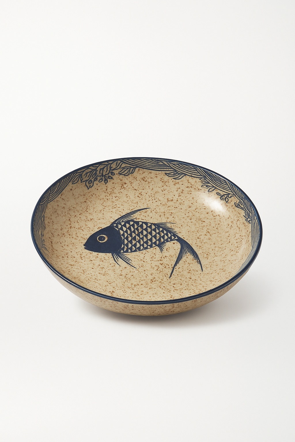 Assiette dessert japonaise ceramique motif floral peinte main