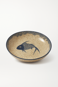 Assiette dessert japonaise ceramique motif floral peinte main